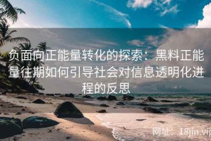 负面向正能量转化的探索：黑料正能量往期如何引导社会对信息透明化进程的反思