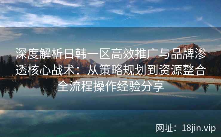深度解析日韩一区高效推广与品牌渗透核心战术：从策略规划到资源整合全流程操作经验分享